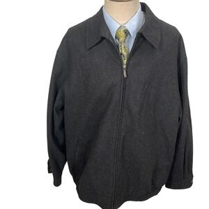Jos A Bank Jacket Mens XXL Charcoal Gray Zip Bomber Quiet Luxury Outerwear Wool